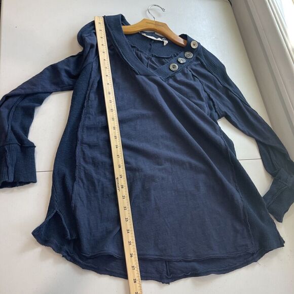 Soft Surroundings Navy Blue V Neck Tunic Long Sleeves Knit Button - Picture 10 of 11